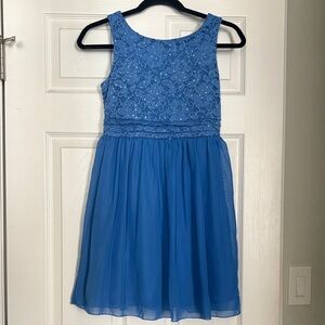 Speechless Girls Dress Size 14 Lace Bodice Silver Dots Chiffon Skirt – EUC